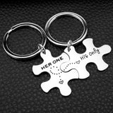 Her one His only Matching puzzle keychain set - CustomGrace